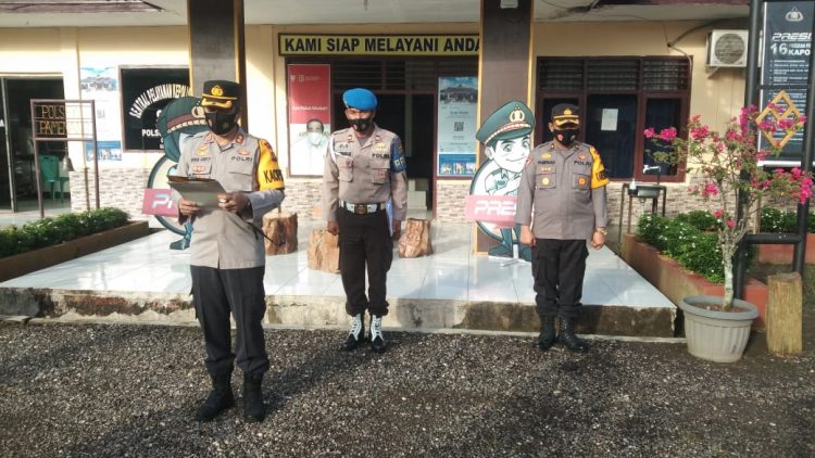 Kapolres Merangin Pimpin Apel Pagi di Polsek Pamenang