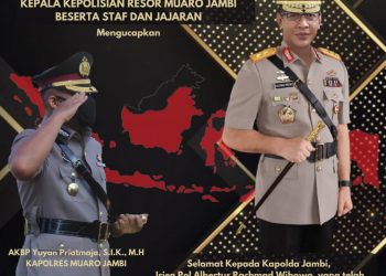 Kapolres Muaro Jambi beserta Staf Mengucapkan Selamat Kepada Kapolda Jambi Terima Bintang