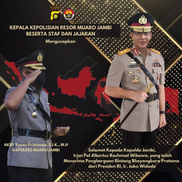 Kapolres Muaro Jambi beserta Staf Mengucapkan Selamat Kepada Kapolda Jambi Terima Bintang