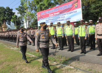 Amankan Pilkades Kapolres Muaro Jambi AKBP Yuyan Turunkan Ratusan Personil Polres Muaro Jambi Dan Brimob