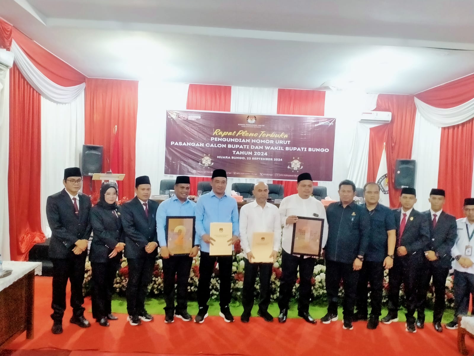 KPU Kerinci Gelar Undian Nomor Urut Pemilihan Bupati dan Wabup, Ini Hasilnya