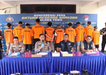 Satresnarkoba Polres Tebo Berhasil Ungkap 14 Kasus Narkotika dan 21 Tersangka Periode Juni-Juli