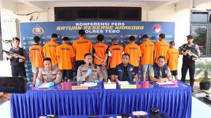 Satresnarkoba Polres Tebo Berhasil Ungkap 14 Kasus Narkotika dan 21 Tersangka Periode Juni-Juli