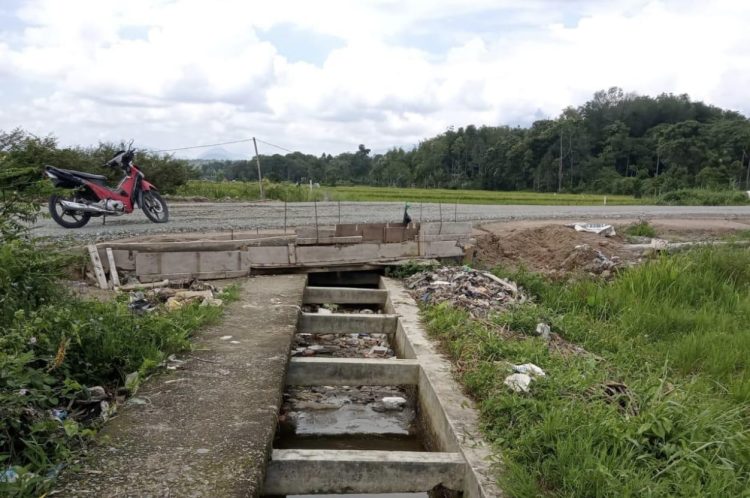 Irigasi di Jalan Menuju Bandara Kerinci Masih Tersumbat, Ratusan Hektare Sawah Terancam Gagal Garap