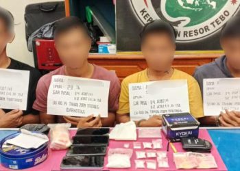 4 Pelaku dan 126,36 Gram Sabu Diamankan Tim Opsnal Satresnarkoba Polres Tebo