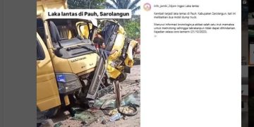 Gagal Nyalip, 2 Truk di Sarolangun Alami Kecelakaan