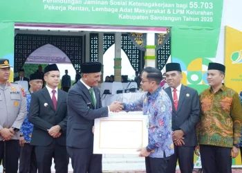 Bupati Sarolangun Launching Perlindungan Jamsostek Bagi 55.703 Pekerja