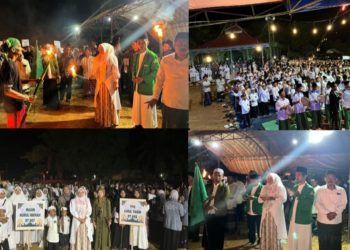 Tabligh Akbar Semarak Hari Santri Nasional Tahun 2025,Kepala desa Suko Awin Jaya Gelar Pawai Obor dan Memberikan Santunan Anak Yatim