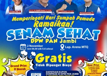 Peringati Hari Sumpah Pemuda, PAN Jambi Gelar Senam Sehat Berhadiah Umroh dan Motor