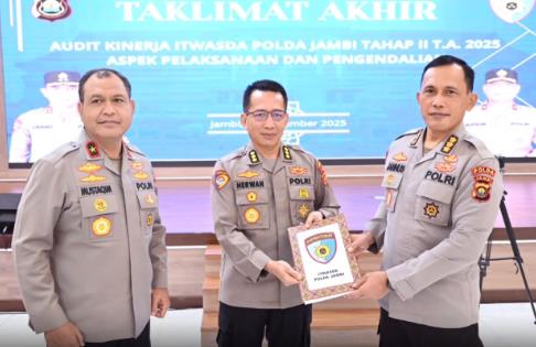 Wakapolda Jambi Pimpin Taklimat Akhir Audit Kinerja Itwasda Polda Jambi Tahap II