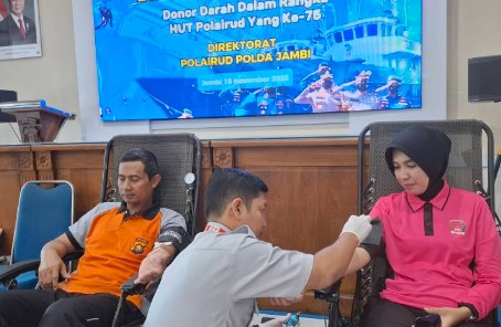 Peringati HUT ke-75, Ditpolairud Polda Jambi Gelar Donor Darah dan Kumpulkan 99 Kantong