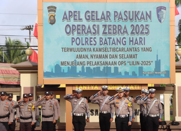 Polres Batanghari Gelar Apel Operasi Zebra 2025 Demi Wujudkan Kamseltibcarlantas Aman dan Nyaman Jelang Ops Lilin 2025