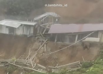 Longsor di KM 13 Jalan Nasional Sungai Penuh-Tapan Runtuhkan Rumah Warga