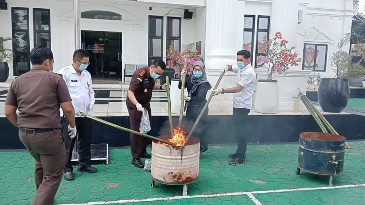 Pemusnahan di Kejari Bungo: Sabu, Ganja, hingga Senjata Api Lenyap Seketika