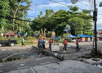 Penebangan Pohon Oleh Dinas Perkim Membuat Listrik dalam Kota Muara Bungo Kacau