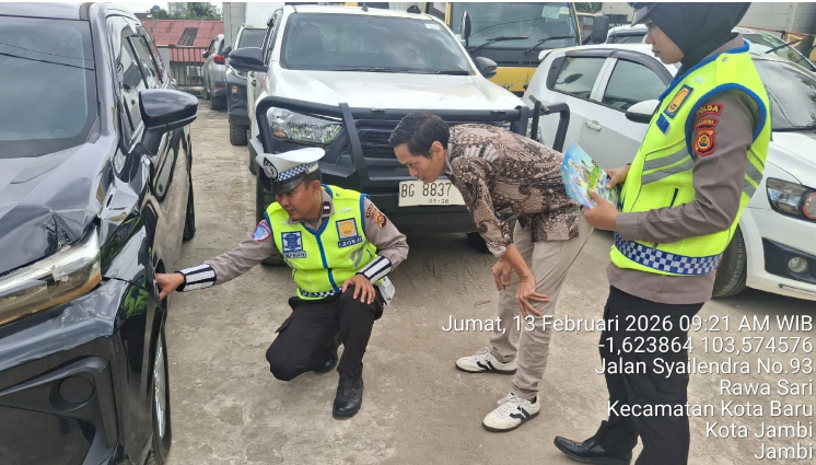Satgas Preemtif Ops Keselamatan 2026 Gelar Ramchek Kendaraan Rental di Jambi