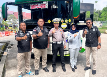 Jelang Operasi Ketupat 2026, Ditlantas Polda Jambi Bersama BPTD Periksa Kelaikan Bus AKAP