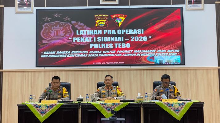 Polres Tebo Gelar Latpraops Pekat I Siginjai 2026, Tingkatkan Kesiapan Personel
