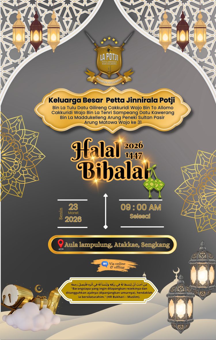 Keluarga Besar Petta Jinnirala La Potji Akan Gelar Halal Bihalal