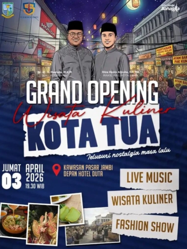 Pemkot Jambi Ajak Masyarakat Hadiri Grand Opening Wisata Kuliner Kota Tua