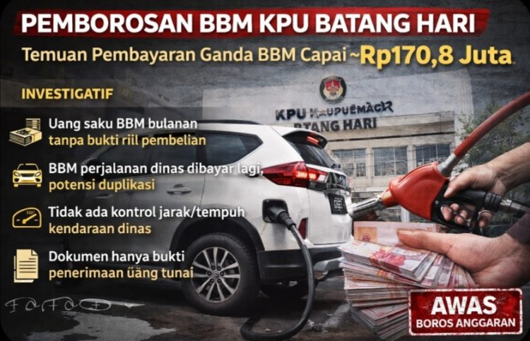 Dugaan Pemborosan BBM di KPU Batang Hari, Temuan BPK Ungkap Potensi Duplikasi Rp170,8 Juta
