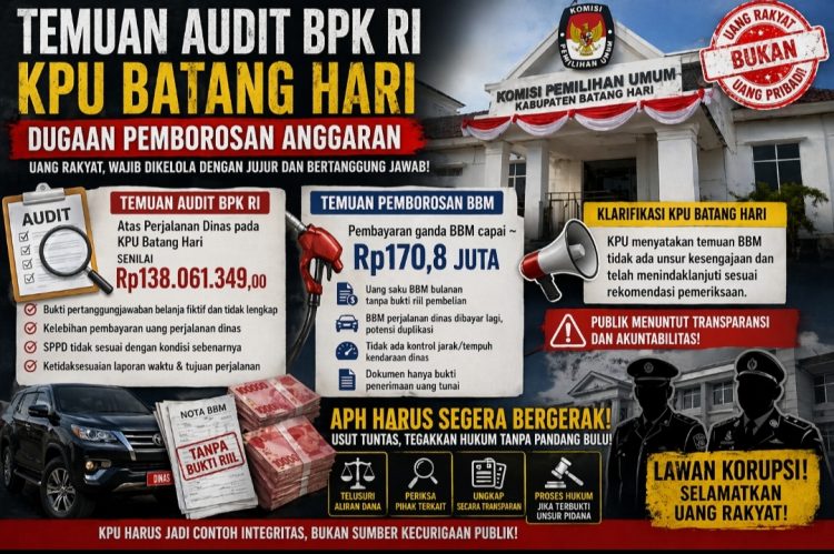 Sorotan Temuan Audit dan Dugaan Pemborosan di KPU Batang Hari,LSM MAPPAN Minta  APH Bergerak Cepat