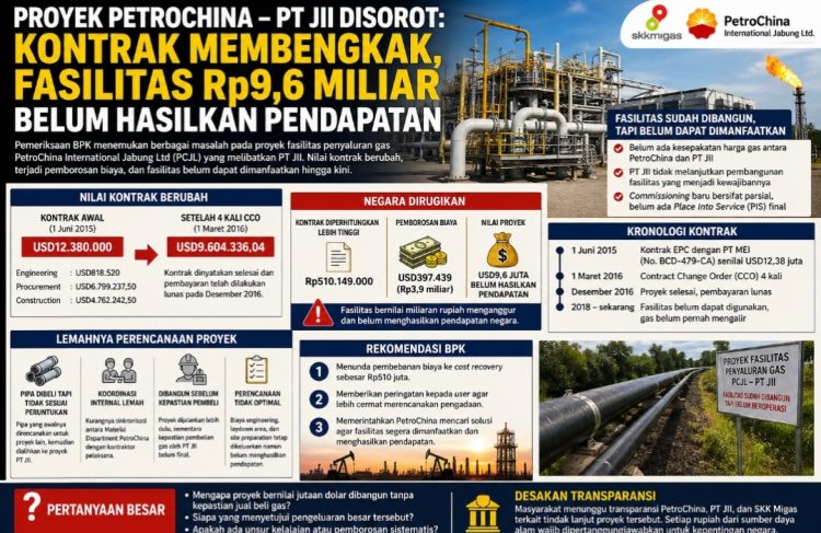 Proyek PetroChina–PT JII Jadi Temuan : Nilai Kontrak Membengkak, Fasilitas Rp9,6 Miliar Belum Menghasilkan Pendapatan