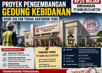 Proyek Pengembangan Gedung Kebidanan RSUD Tebo Rp25 Miliar Dimenangkan PT Bumi Delta Hatten