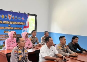 Kapolsek Mestong AKP Hengky Lesmana Bersama Kasatnarkoba Polres Muaro Jambi AKP Jeki Noviardi, S.H., M.H., dan Personil Mengikuti Kegiatan Daring Panen Raya Jagung Kuartal II Tahun 2026