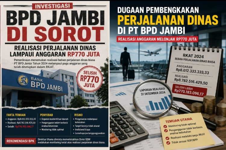 RKAT Jebol, Beban Perjalanan Dinas Bank Jambi Membengkak Menjadi 8,7 Milyar