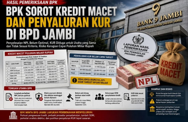 BPK Soroti Kredit Bermasalah dan Penyaluran KUR di BPD Jambi, Penyelesaian NPL Dinilai Belum Optimal
