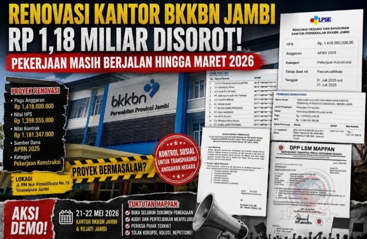 Renovasi Kantor BKKBN Jambi Rp1,4 Miliar Disorot, DPP LSM MAPPAN Gelar Aksi Unjuk Rasa Didepan Kejati Jambi