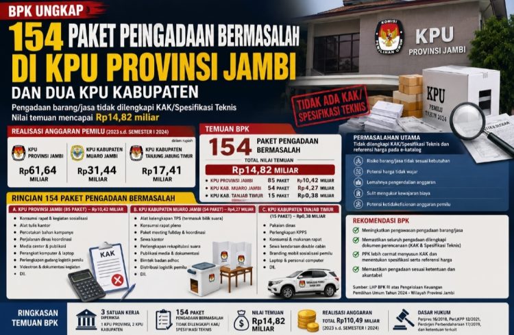 BPK Ungkap 154 Paket Pengadaan Bermasalah di KPU Provinsi Jambi dan Dua KPU Kabupaten