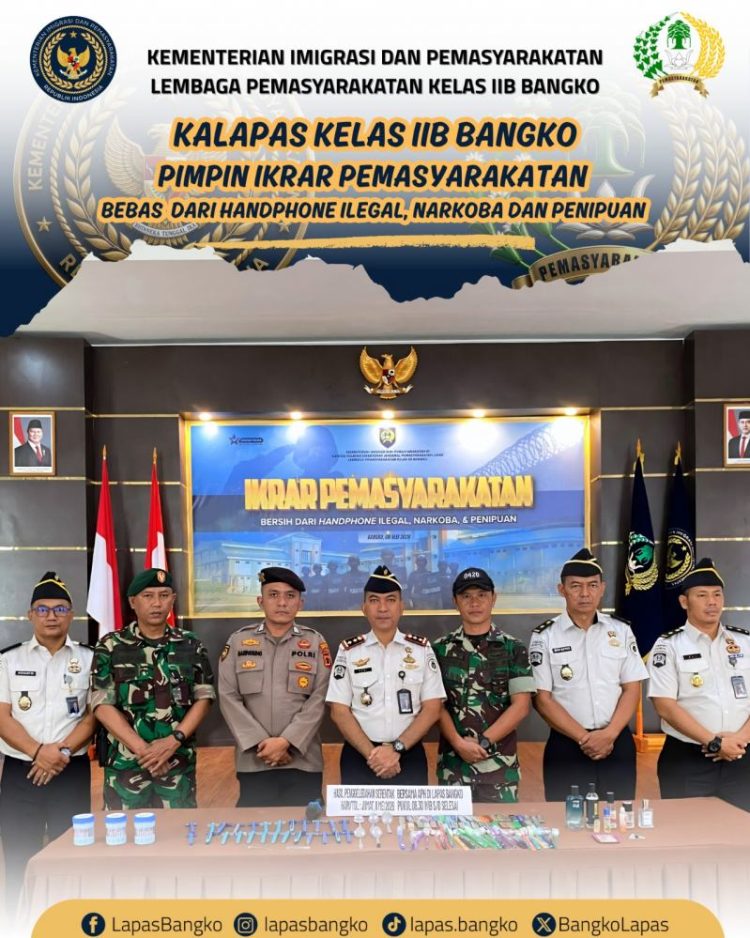 Kalapas Kelas IIB Bangko Gelar Ikrar Pemasyarakatan: Wujudkan Lingkungan Lapas Bersih dari Barang Ilegal