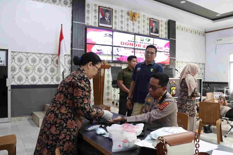 Peduli Kemanusiaan Polres Merangin Gelar Kegiatan Donor Darah.