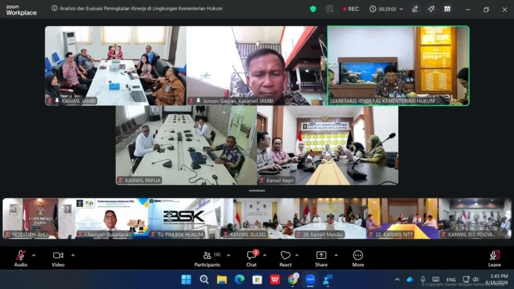 Kanwil Kemenkum Jambi Ikuti Evaluasi Peningkatan Kinerja, Perkuat Akuntabilitas dan Tata Kelola Organisasi