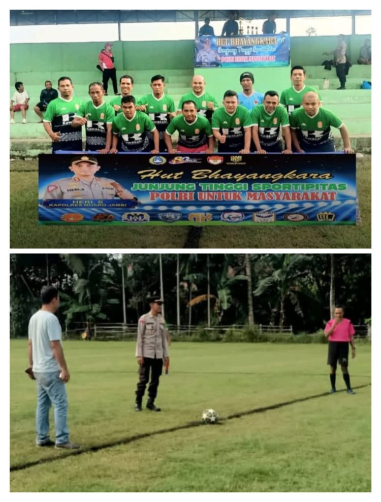 Sambut Hari Bhayangkara ke-80,Kapolsek Kumpeh Ilir AKP Sunardi, S.H. Secara Resmi Membuka Turnamen Sepak Bola