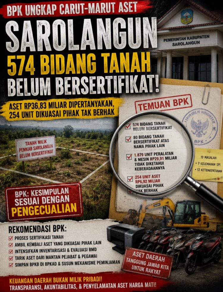 Hasil Audit Bongkar Carut-Marut Aset Pemkab Sarolangun: 574 Bidang Tanah Belum Bersertifikat, Aset Rp6,92 Miliar Dikuasai Pihak Tak Berhak