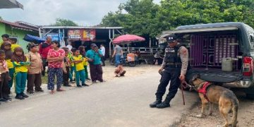 Sentuhan Humanis Polri Warnai Sosialisasi Ops Antik Siginjai 2026, K9 Polda Jambi Hibur dan Edukasi Siswa