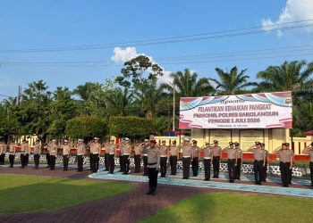 Kapolres Sarolangun Pimpin Upacara Kenaikan Pangkat 42 Personel Periode 1 Juli 2026