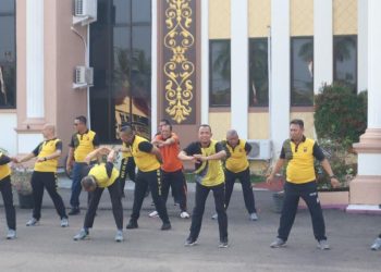 Jaga Kebugaran Personel, Polres Tanjung Jabung Barat Gelar Olahraga Bersama