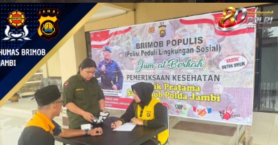 Jumat Berkah, Klinik Brimob Polda Jambi Berikan Layanan Kesehatan Gratis bagi Masyarakat