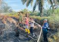 Personel Polsek Merlung Lakukan Ground Check dan Pendinginan Lahan Pascakebakaran di Muara Papalik