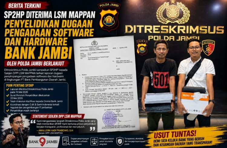 Polda Jambi Terbitkan SP2HP, Penyelidikan Dugaan Pengadaan IT Bank Jambi Berlanjut Jajaran Direksi Sudah Diperiksa