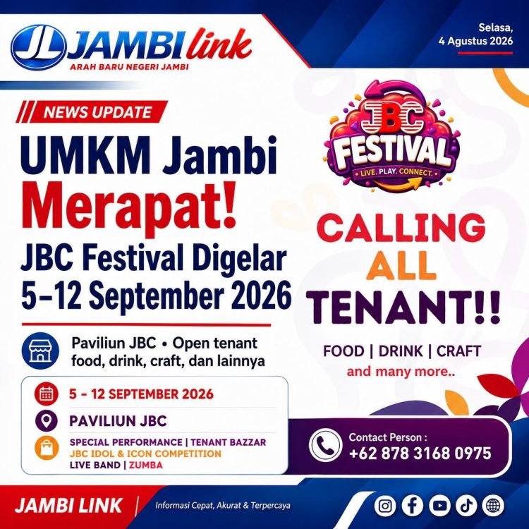 UMKM Jambi Merapat! JBC Festival Digelar 5–12 September 2026