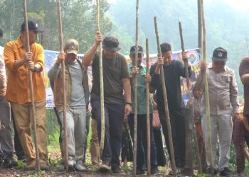 Canda Tawa di Hutan Desa, Bupati M. Syukur Manugal Padi dan Salurkan Bantuan Pertanian