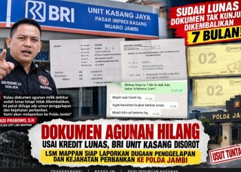 Dokumen Agunan Diduga Hilang Usai Kredit Lunas, MAPPAN Warning BRI: Siapkan Laporan ke Polda Jambi