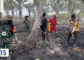 Cegah Api Mencapai Permukiman, Polsek Kumpeh Ilir Bergerak Cepat Atasi Karhutla Sungai Aur