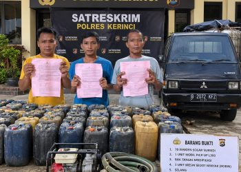 Satreskrim Polres Kerinci Ungkap Kasus Penyalahgunaan BBM Subsidi, 3 Tersangka dan 70 Jerigen Solar Diamankan