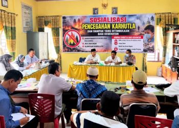 Hadiri Musrenbang Sungai Nibung, Bhabinkamtibmas Ajak Warga Bersama Cegah Karhutla